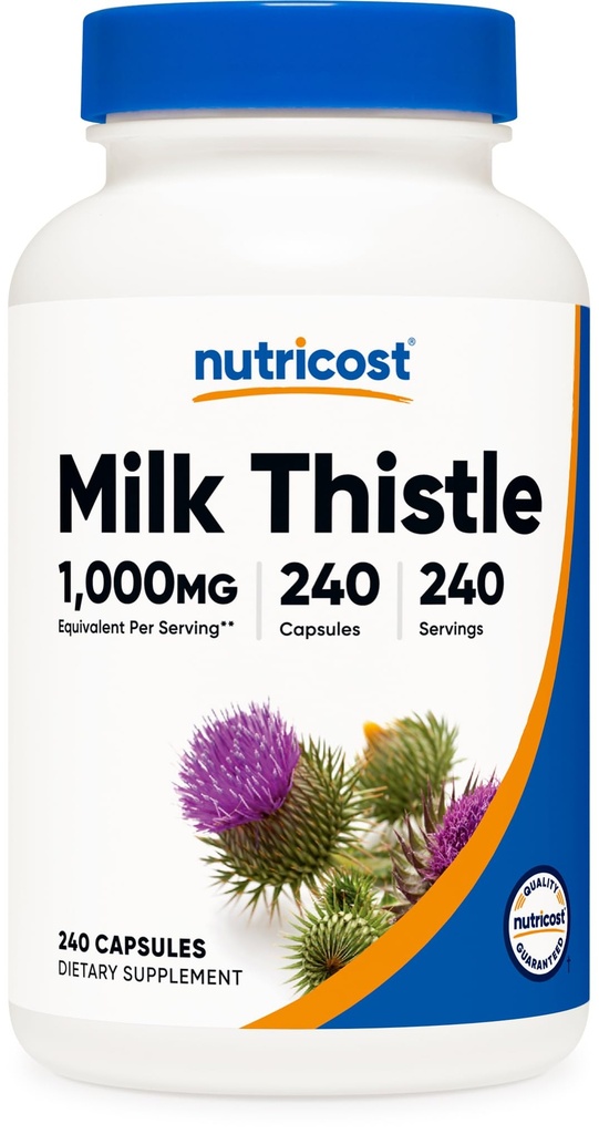 Nutricostミルクアザミ抽出物 240 ボトルあたりサービング - ビーガン, GMOフリーとグルテンフリー