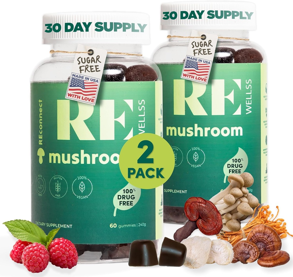 大人のための魔法のきのこのグミーIベジローキャブライオンのマネサプリメントIキノコサプリメント  チャガコルディプスシイタケトルコ  認知&免疫サポートブーストエネルギーフォーカスモッド  2パック