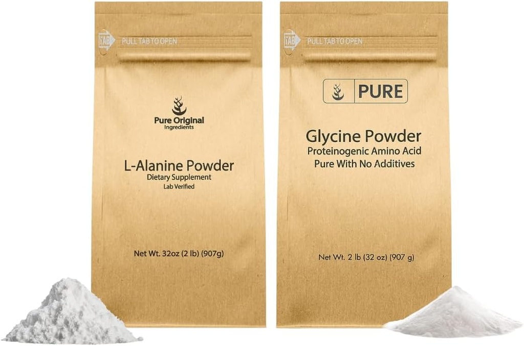 PURE ORIGINAL INGREDIENTS L-Alanine & Glycine Powder Bundle (2 lb Each), Supplement Powders, Pure & Undiluted