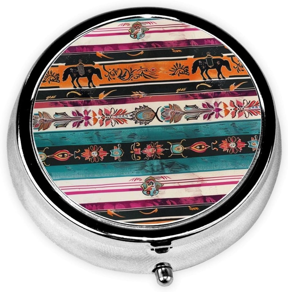 馬の印刷物は3つのコンパートメント、薬、ビタミン、魚油、補足のための携帯用小型丸薬箱の丸薬のオルガナイザーを印刷しました