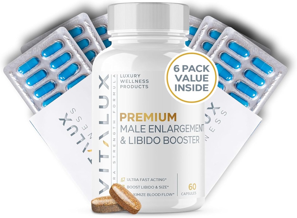 VITALUX ||第1回 プレミアム・勃起支援・リビドー・ブースター ||男性の強化|L-アルギニン+18成分|第3回パーティテスト+米国メイト - 60丸薬