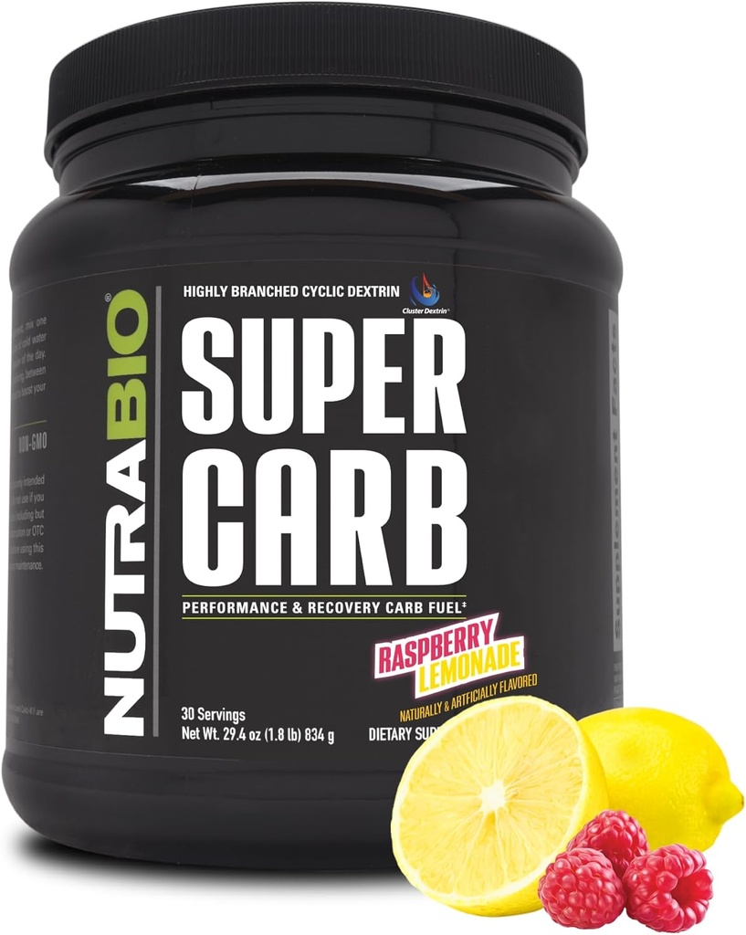 NutraBio Super Carb、Cyclic Dextrin、Raspberry Lemonade、30 Svのワークアウトの燃料、性能および筋肉回復のためのCyclicのDextrin及びElectrolytes、高度のCarbの補足の粉