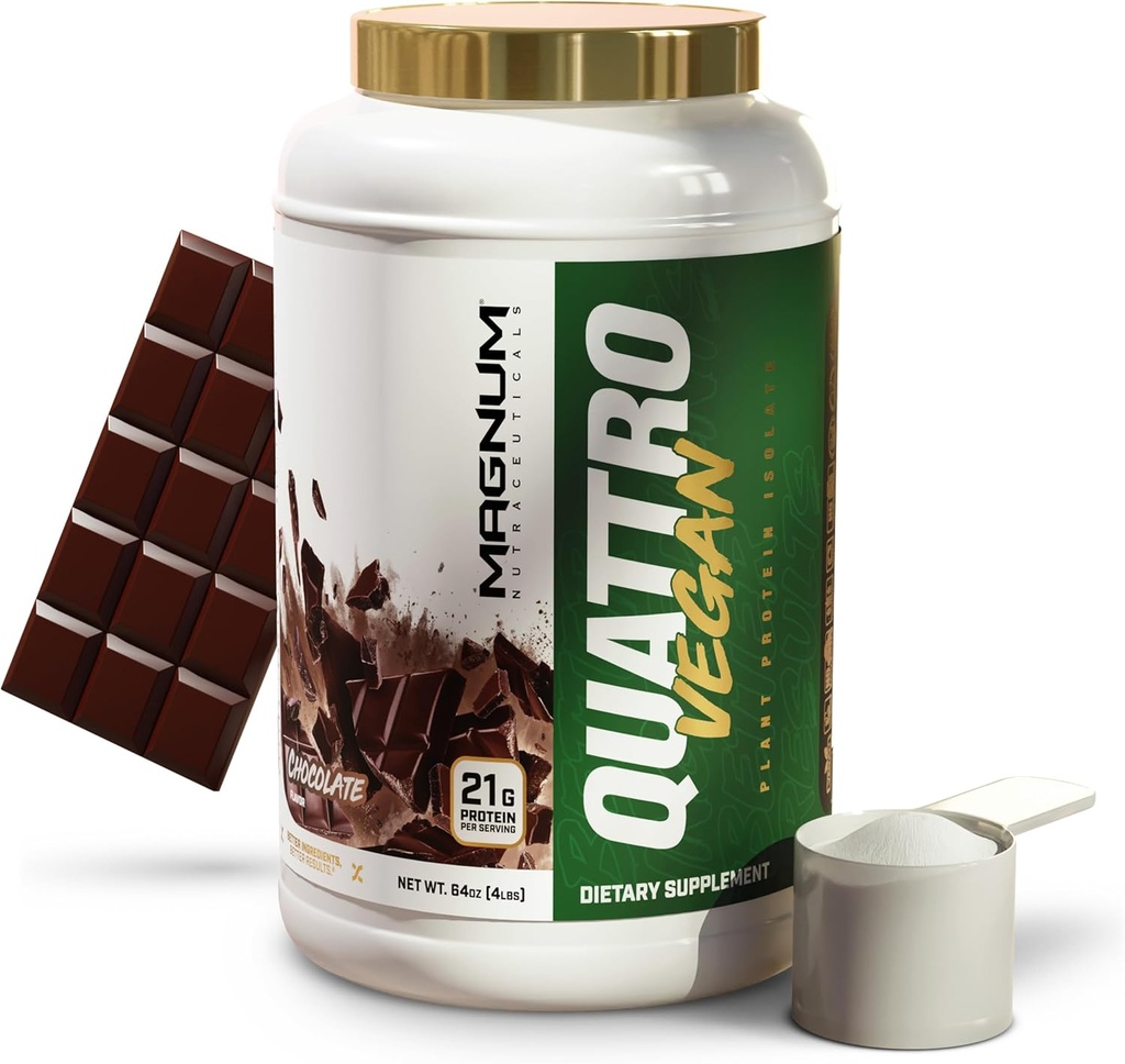 マグナムNutraceuticalsのQuattroのビーガン蛋白質の粉、チョコレート2lb –筋肉成長及び回復のための優れた植物ベースの蛋白質の粉の隔離