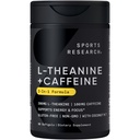 Caffeine & Coconut MCTオイルによるスポーツリサーチL-テアニンサプリメント - 眠気のないエネルギー、警戒とリラックス - 200mg Lテアニン、100mg有機カフェイン - 60液体Softgels