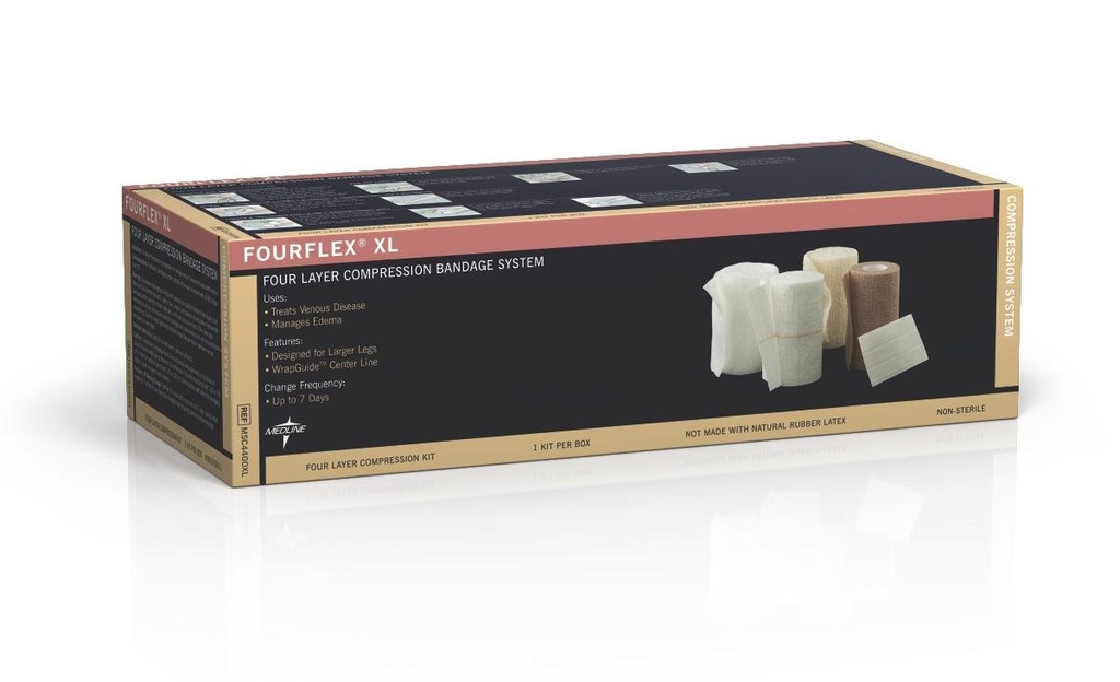 Medline Fourflex XL 4-Layerの圧縮システム、Chronicの換気の不全、8のキットの箱のために有効なサイズXL