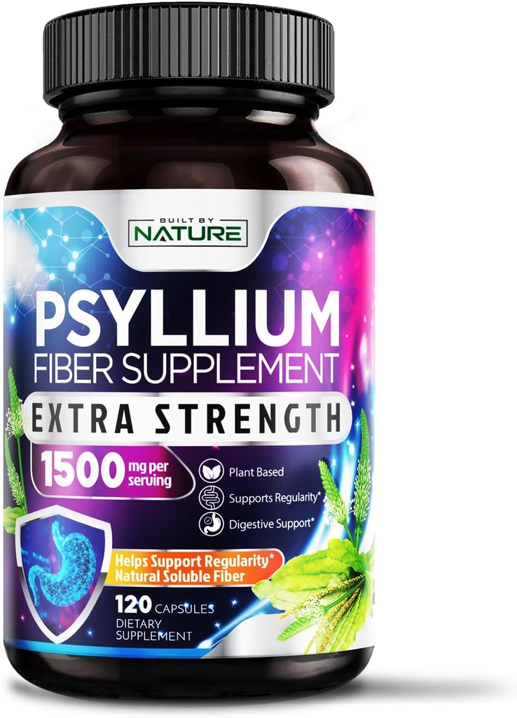 Psylliumのハスクカプセル1500mg -繊維の補足-Psylliumのハスクの粉が付いている自然なSoluble繊維の丸薬-サポート消化管のガットおよびコロンの健康-非GMOのグルテンフリー、ビーガン- 120のカプセル