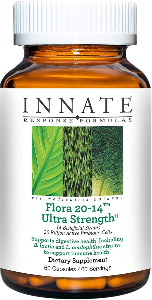 インテートレスポンスフォーミュラFlora 20-14超強度 - 20 Billion CFU - 14 Probiotic Strains - ベジタリアンと非GMO - 9食品アレルゲンなしで作られた - 60キャップのules