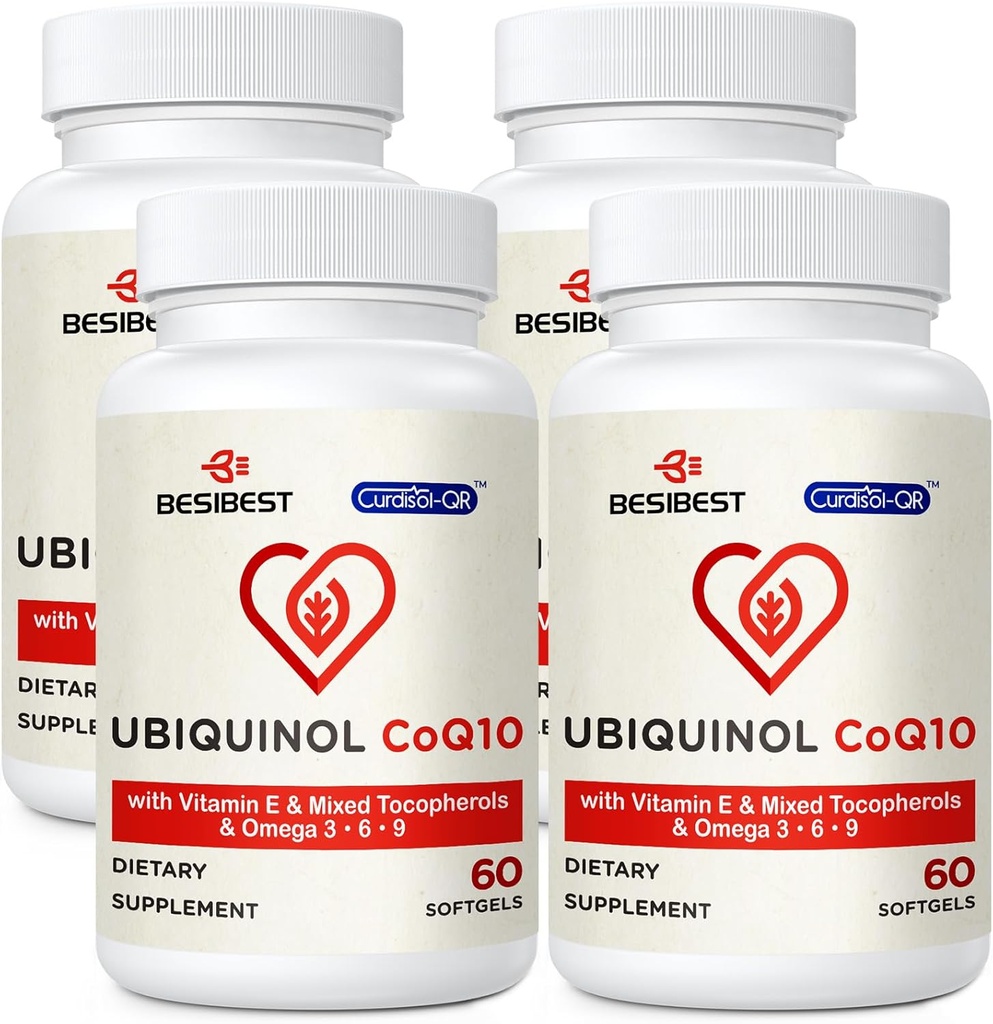 Ubiquinol CoQ10-600mg-Softgel、ビタミンE及びオメガ3、6、9、高い吸収-Coenzyme-Q10、エネルギー生産のための強力な酸化防止剤、240の計算が付いているCoq10 Ubiquinolの活動的な形態