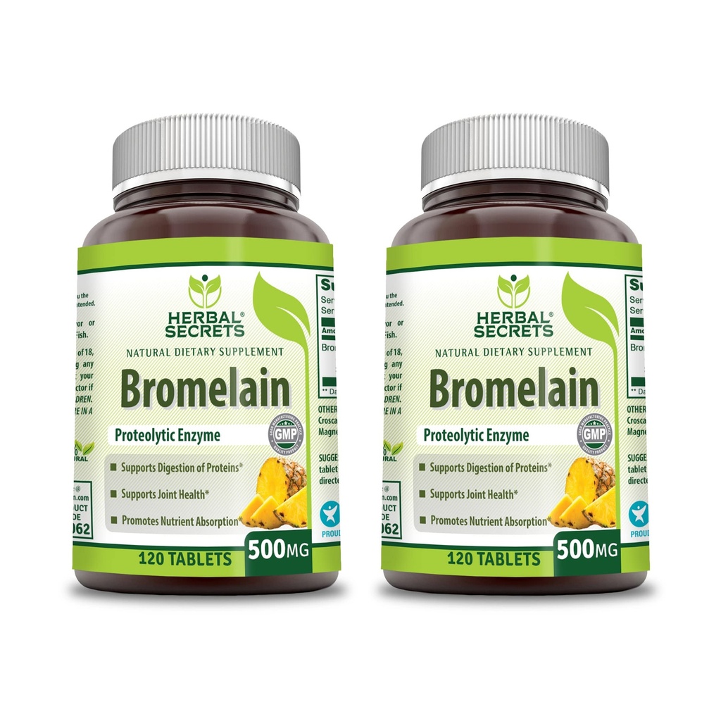 ハーブシークレット ブロメラン 500 Mg 120錠 サプリメント | 2パック | Non-GMO | グルテンフリー | アメリカ製