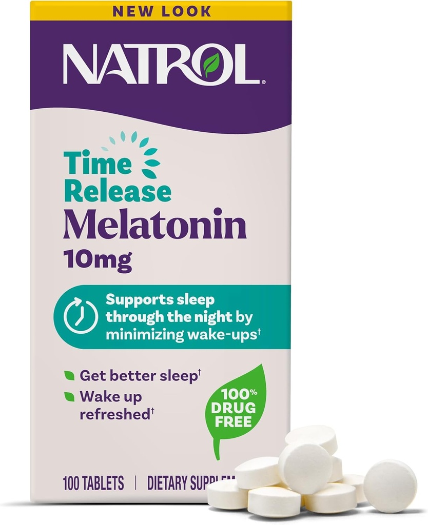 NatrolのMelatonin 10mgのタブレット、残りの睡眠のための高度の睡眠の食事療法の補足、100のMelatoninの時間解放のタブレット、100のサービング