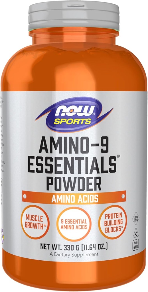 NOW Sports Nutrition, Amino-9 Essentials™ Powder, Enhanced Protein Synthesis, Amino Acids, 330-Grams