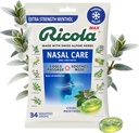 Ricola Max Cool Menthol Nasal Care Large Bag | Cough Suppressant Drops | Dual Action Liquid Center | Soothing Long-Lasting Relief - 34 Count (Pack of 1)