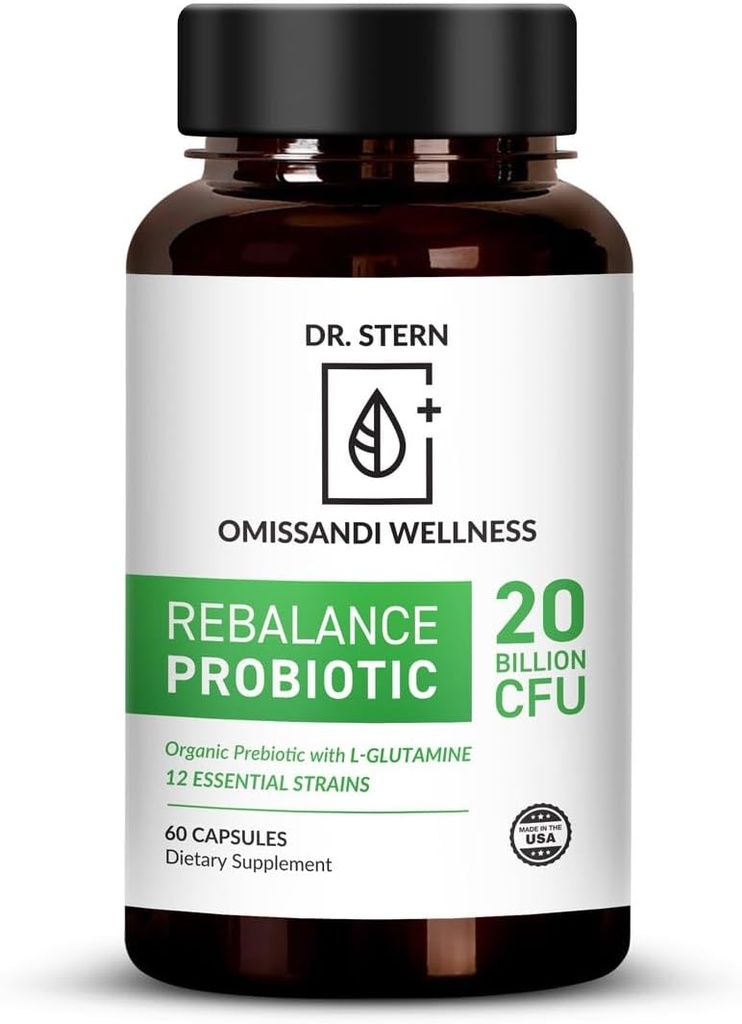 BIO-ESSENTIALS、Rebalance Probiotic Supplement - Dr. Ian Sternフォーミュレート - 優れた消化と免疫 - W /有機プレバイオティクス&Lグルタミン - 20ビリオンCFU - 60カプセル
