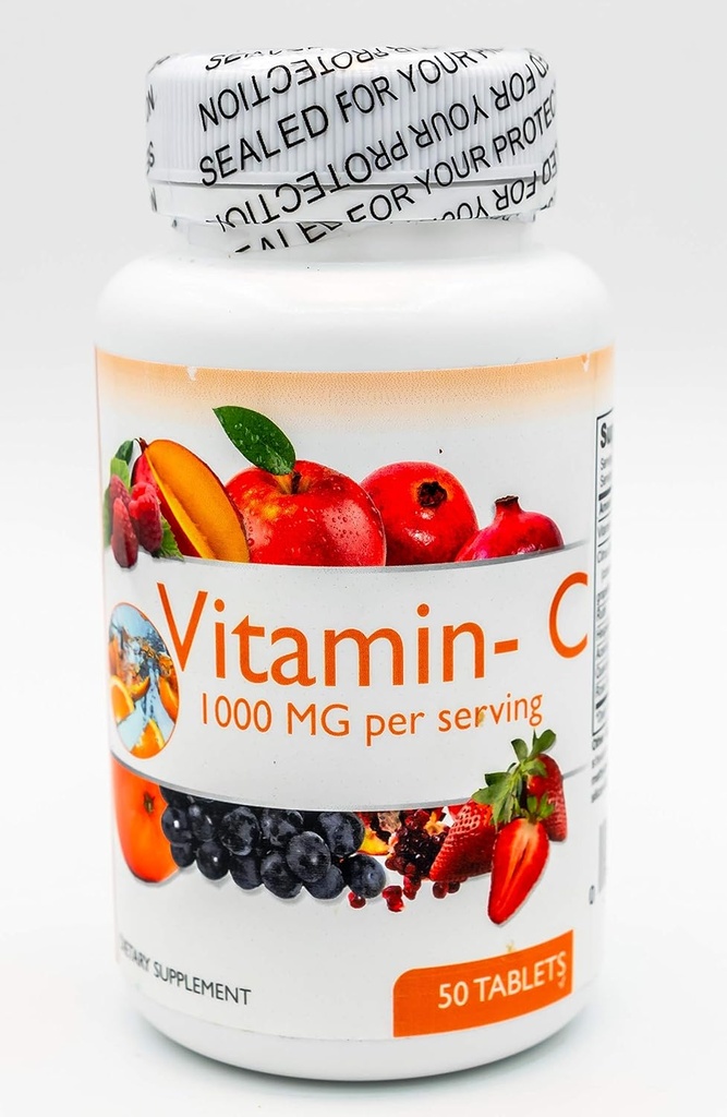 ビタミンC 1000 MG 50のタブレットおよびローズHIPSサポート耳の問題の健康な目の毛細血管は米国FDA登録施設で作られた高齢者のための鉄のよいの免除の吸収を支えます