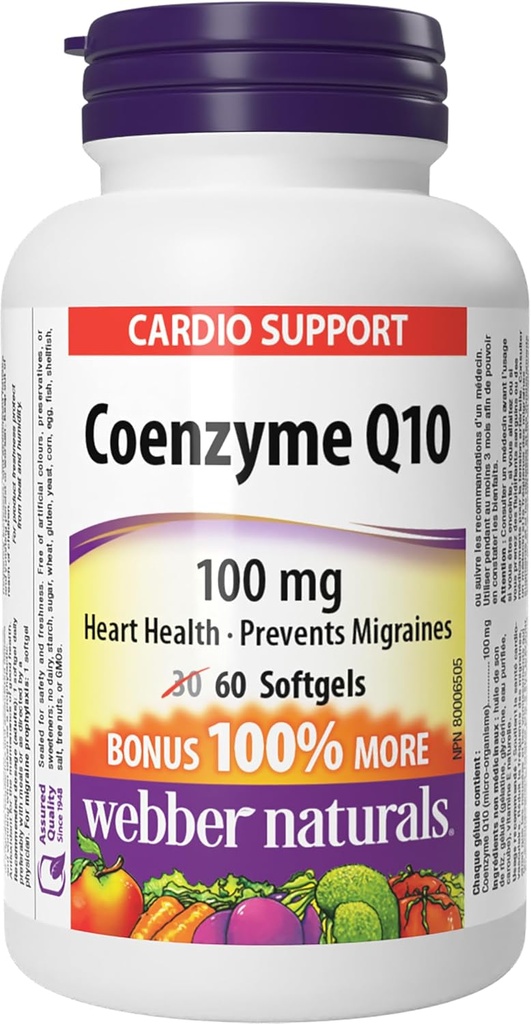 WebberナチュラルコエンザイムQ10 100mg、60ソフトジェル