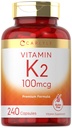 カーライルビタミンK2サプリメント100mcg | K2 MK-4 | 240カプセル | 非GMO&グルテンフリー