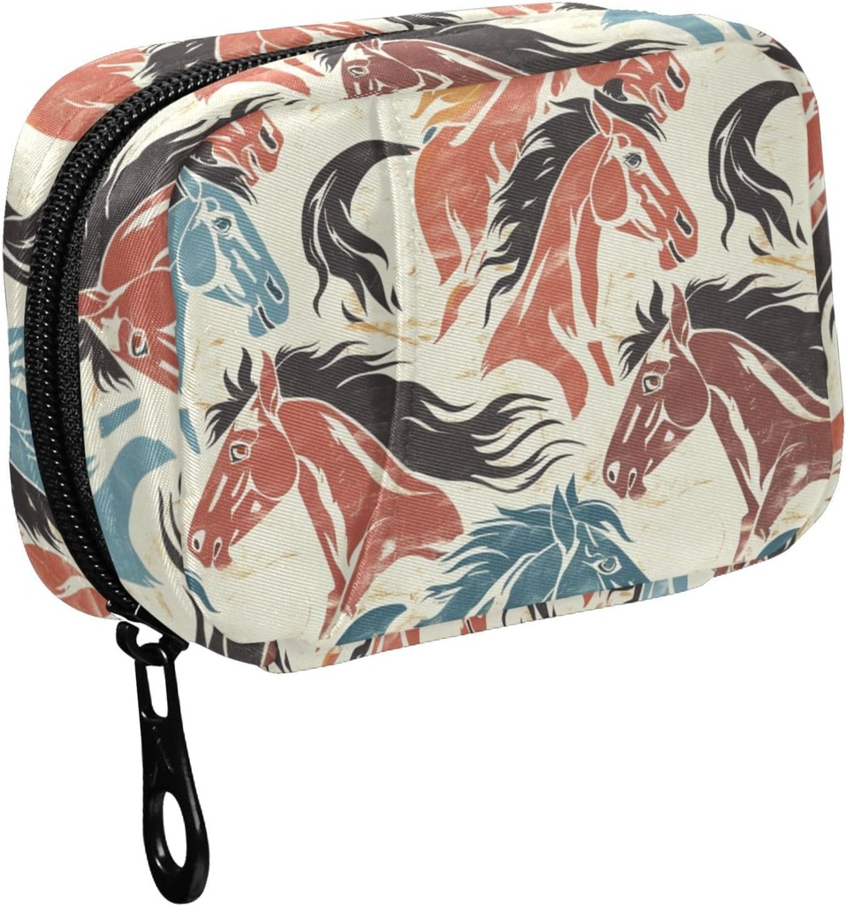 Fustylead手の引くレトロの多彩な馬の頭部は財布、ビタミンの魚油の薬の補足を貯蔵するためにジッパーが付いている週刊刊新聞箱のための丸薬のオルガナイザーを錠剤にします