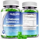 L-Theanine Gummies, l'theanine 400mg with Ashwagandha, GABA, 5HTP,L-Theanine Chewable Supplement for Relax, Zzz & Focus Support, Vegan, Lemon Flavor, 120 Counts
