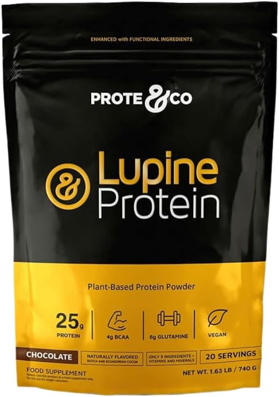 Prote&Co ルパンプロテイン - ビーガン植物ベースのプロテインパウダーの24g。 非GMO、無添加砂糖、乳糖フリー、グルテンフリー、大豆フリー。 20 サービング - チョコレート