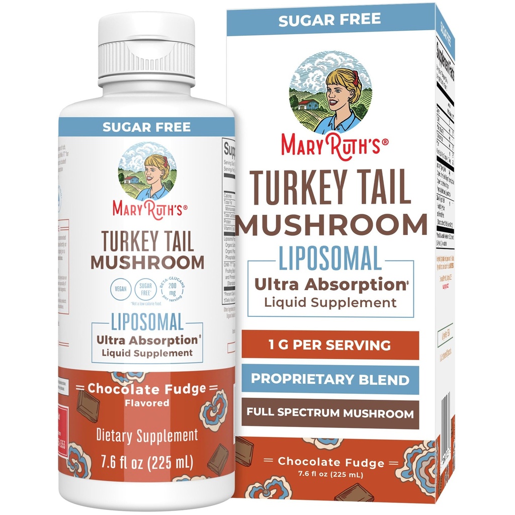 MaryRuth Organics Turkey Tail Mushroom Supplement | 超吸着剤 | フルスペクトラム | 200mg β-グルカン サービング | ヴィーガン | 7.6 oz | 15 サービング