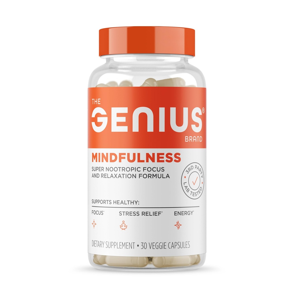 GeniusブランドGeniusマインドフルネス - 脳の健康サプリメント - ヘルシーなマインドセットをサポート - カルム、エネルギー、メモリ&フォーカスサポート - Ashwagandha、NeuroFactor&More - 30ベジギーピル