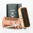ひげブラシ、櫛、はさみセット男性用ベアードケア - ボアブリッスルヘアブラシ&木製櫛&ステンレスシーザー - ベアードスタイリング、グルーミング&シェーピングツール