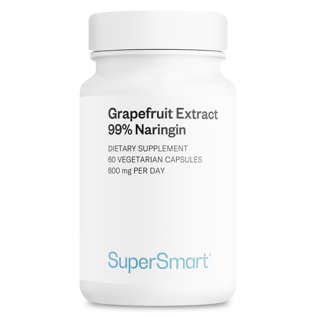 Supersmart - Grapefruit Extract 600mg/日(99%ナリンジン) - 高効力GSEサプリメント  非GMO&グルテンフリー - 60ベジタリアンカプセル