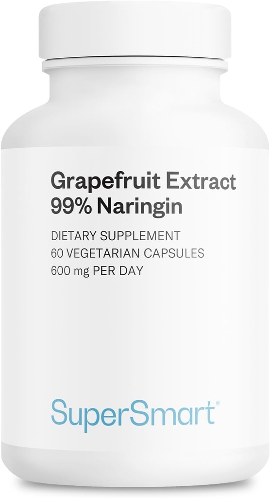 Supersmart - Grapefruit Extract 600mg/日(99%ナリンジン) - 高効力GSEサプリメント  非GMO&グルテンフリー - 60ベジタリアンカプセル