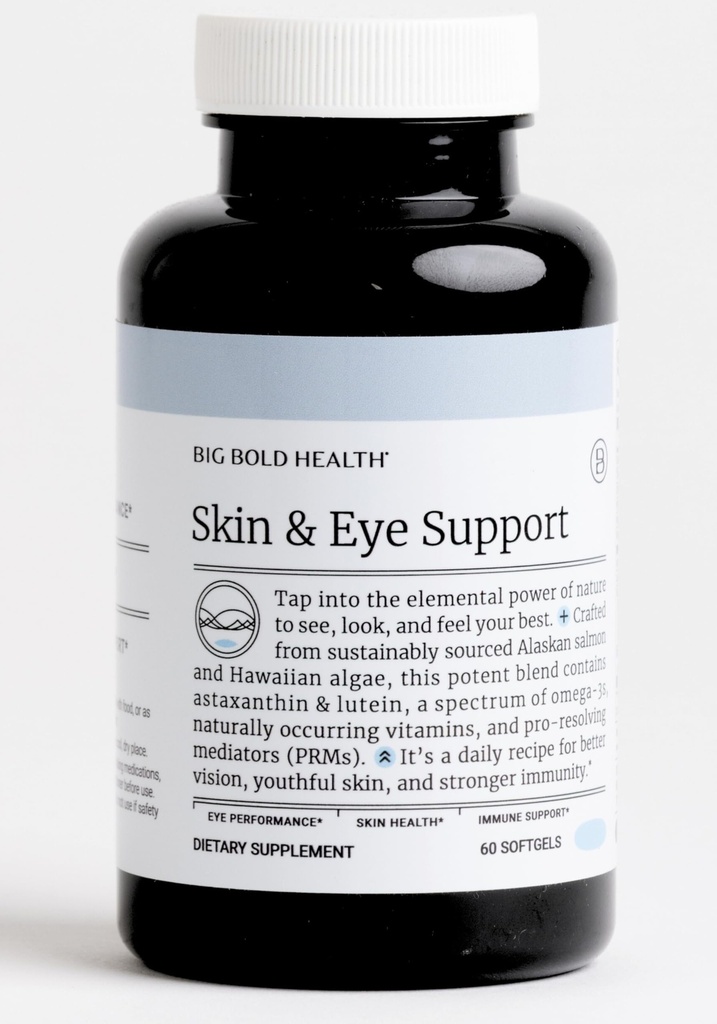 Alaskan Salmon Oil、DHA、Astaxanthin、Lutein for Vision、スキンヘルス&免疫(60 Softgels)とBIG BOLD HEALTH Skin & Eye Support Omega-3サプリメント