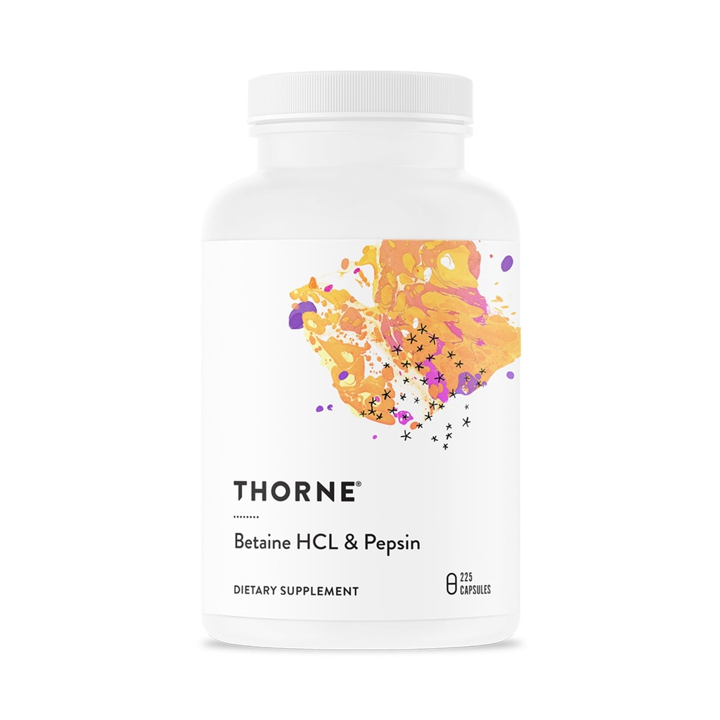 THORNE - HCLとペプシン - タンパク質の故障と吸収のための消化酵素* - 225カプセル