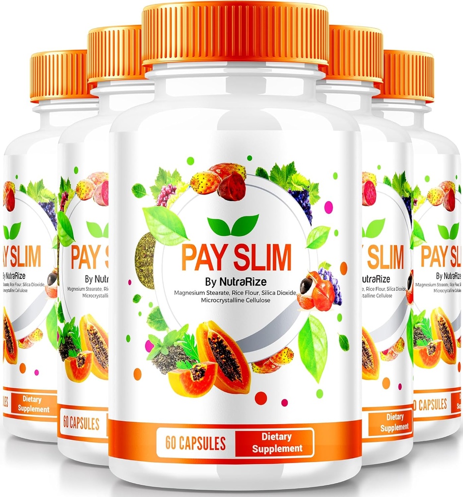 NutraRize(5パック) スリムカプセルを支払います, 健康な減量のためのPaySlimオールナチュラルサプリメント, 体とフィットネス目標を達成するためのプレミアムフォーミュラ, 公式レビュー (300カプセル)