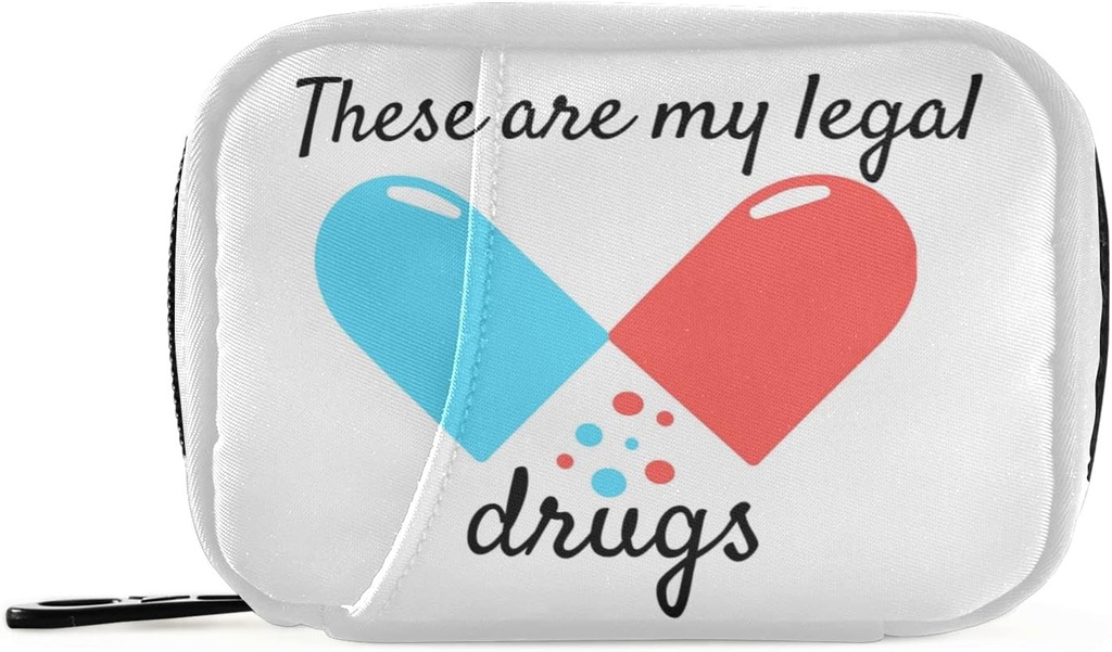 Naanle の青および赤い丸薬箱 7 日の場合袋旅行オルガナイザー ジッパーのポータブル 週単位のコンパクト サイズ ビタミンの補足のホールダー A 漫画白 4.6 x 3.14 x 1.88 インチ