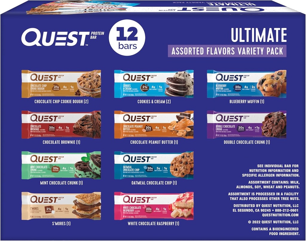 Quest Nutrition Ultimate Variety Pack Protein Bar, High Protein, Low Carb, Gluten Free, Keto Friendly, 12 カウント