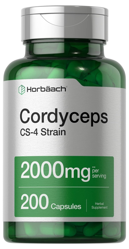 ホアハチコルディセプキノコカプセル2000mg | 200カウント | CS-4 ひずみコルディセプシス | 非GMOハーブサプリメント