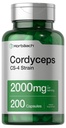ホアハチコルディセプキノコカプセル2000mg | 200カウント | CS-4 ひずみコルディセプシス | 非GMOハーブサプリメント