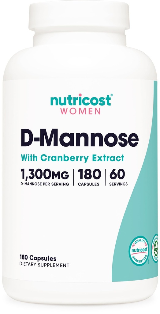 女性1300mg 180のカプセルのためのクランベリーのエキスが付いているNutricost D-Mannose