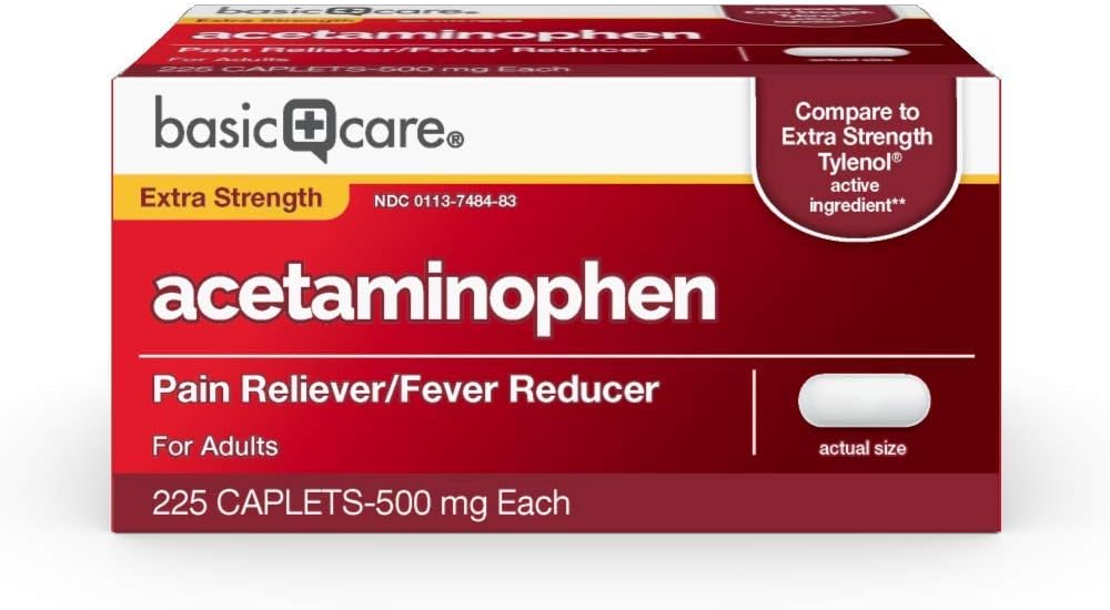   Basic Care Extra Strength Pain Relief, Acetaminophen Caplets, 500 mg, 225 Count