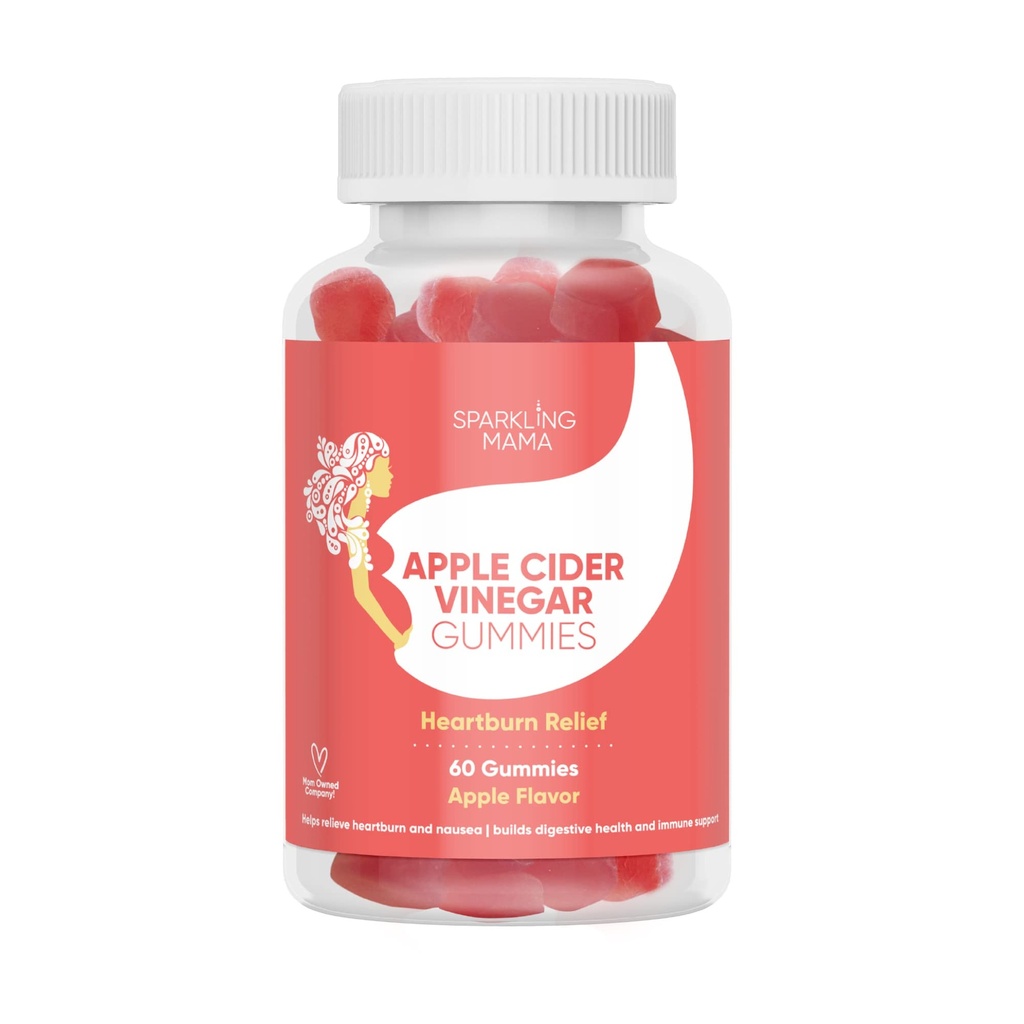 スパークリングママApple Cider Vinegar Gummies | アップルフレーバー(Heartburn Edward +Morning Sickness)、60グミ (2パック)