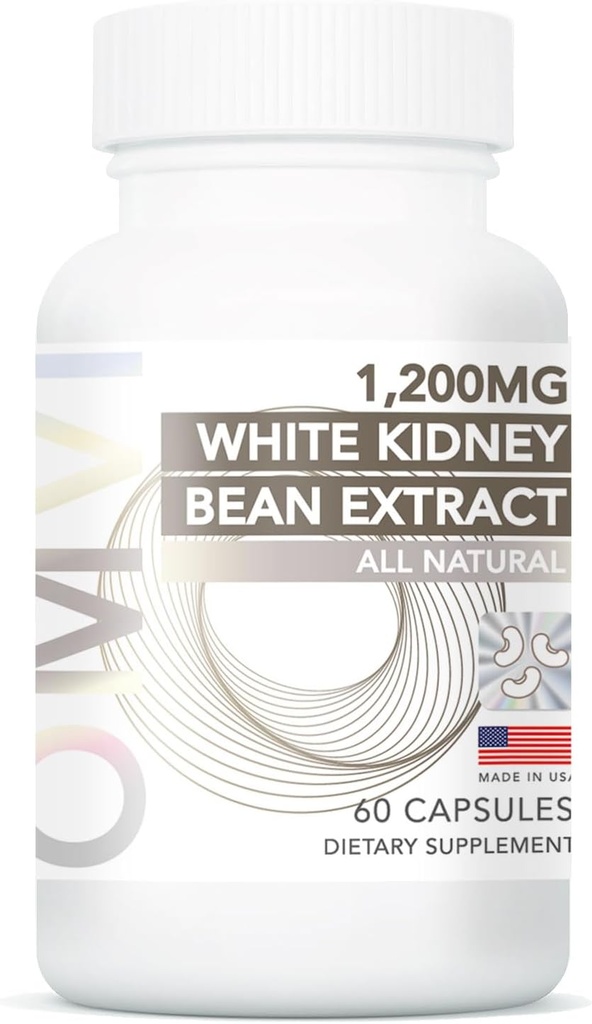 Omvi Formulas, Kidney Support Supplement, White Kidney Bean Extract 1,200mg, Kidney Cleanse for Men and Women, Support for Normal Urinary Tract Health, 60Capsules