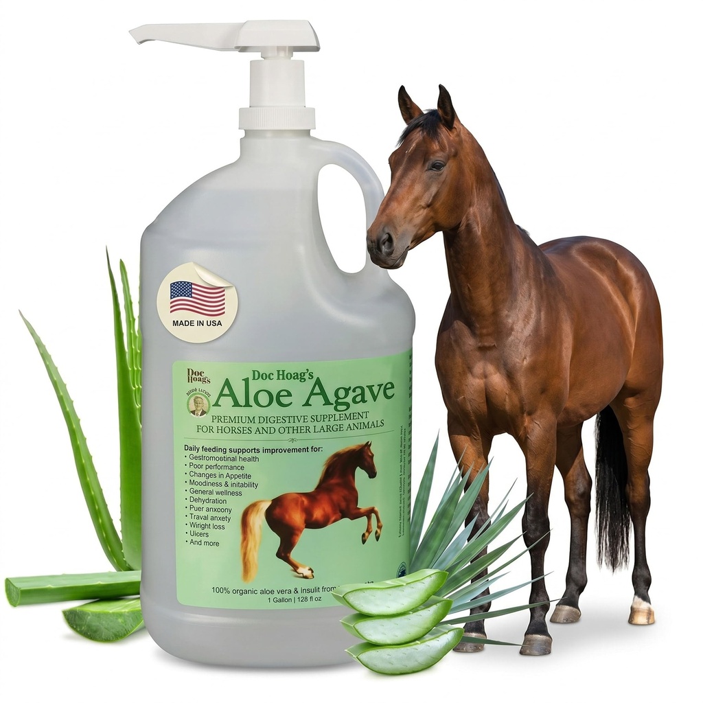 Doc HoagのアロエVera + Agave Premium Horse Supplement – アメリカ製 – オリジナルUdder Balm – ホース&大型動物のための自然胃サポート – ストレスリリーフ&潰瘍ケア, 128 Fl Oz.