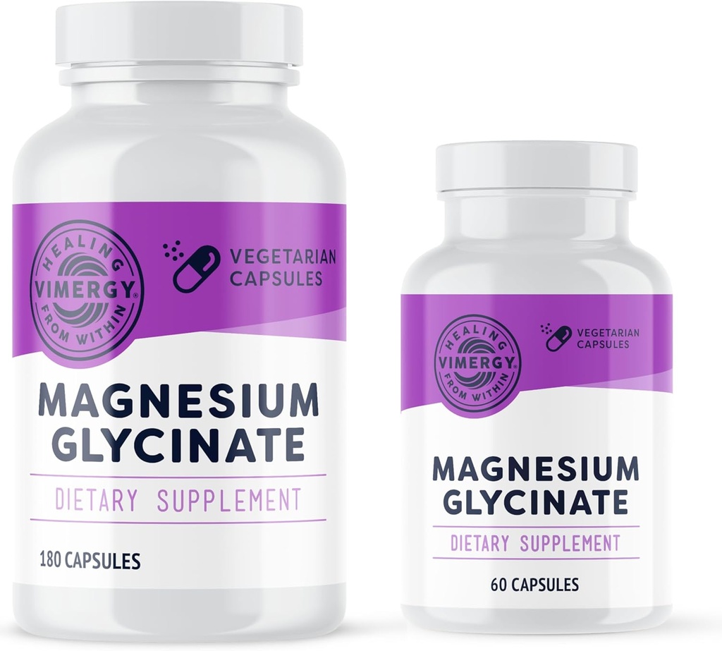 VimergyのマグネシウムのGlycinate (180のカプセル)および(90のカプセル)束