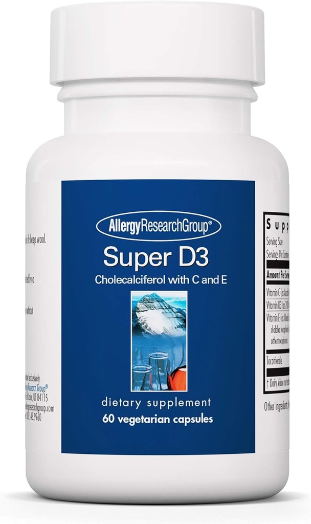 アレルギー研究グループスーパーD3栄養補助食品 - 骨と免疫サポート、C&E、ベジタリアンカプセル、グルテンフリー - 60カウント