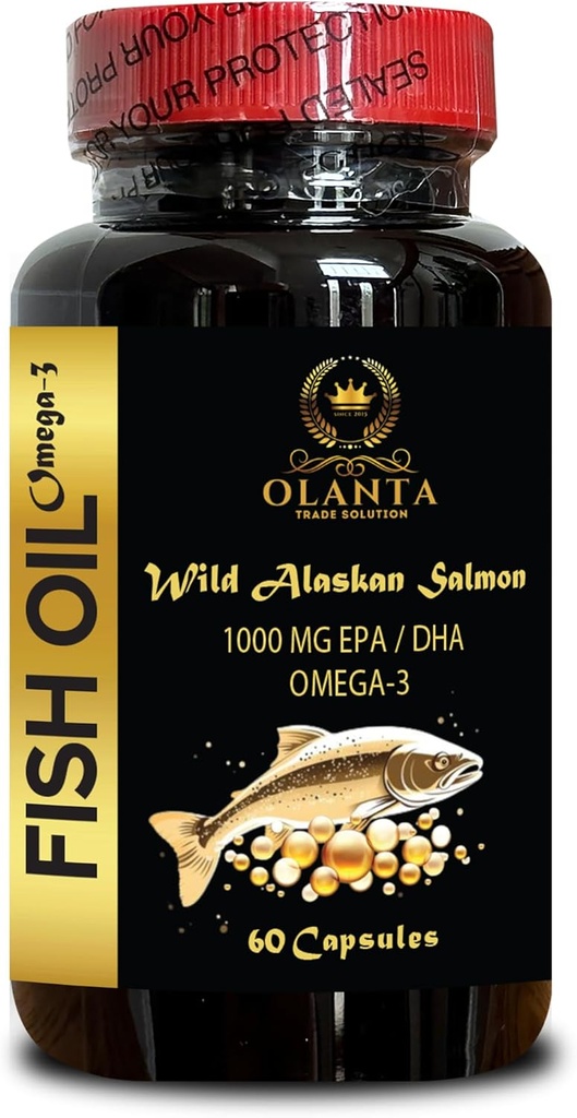 Wild Alaskan Salmon Oil - Omega 3 Fatty Acid Supplements, Support Memory and Focus Supplements - 1 Bottle 60 Softgels