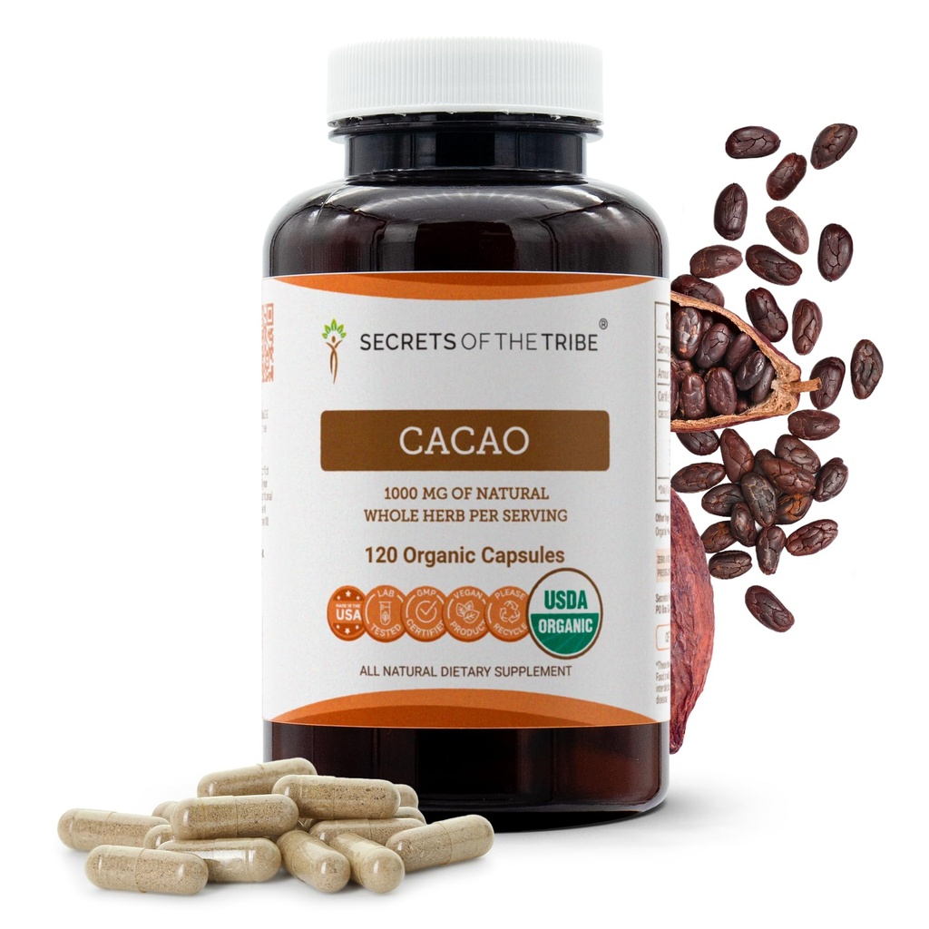Tribe Cacao 120カプセル、1000mg、USDA Organic Cacao(Theobroma Cacao)乾燥生豆(120カプセル)の秘密
