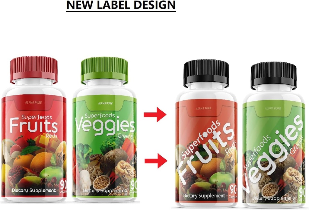 スーパーフード フルーツとグリーン 180 カプセル 野菜 果物と野菜 スーパーフード | 天然バランス 90 フルーツ カプセル、90 野菜 カプセル 男性、女性 ビタミン、ミネラル