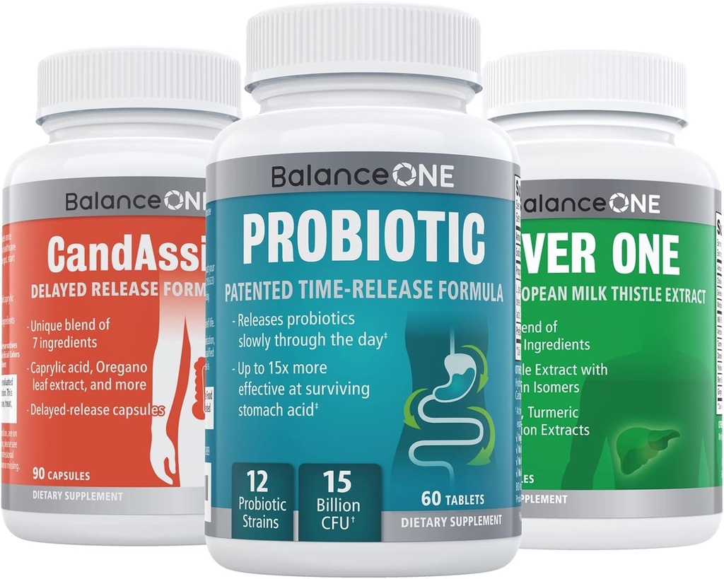 バランスワン2ヶ月キット | プロバイオティック・カンダシスト・レバーワン | 15 Billion CFU Probiotic | 天然クレンジング・カプリル酸 | ミルクアッスル対応