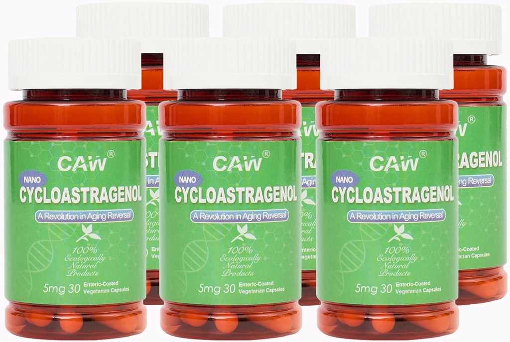 CAWナノCycloastragenol 98% 5mg 30キャップ | アンチエイジングTelomere Plus | 米国製非GMO | より良い吸収 | 腸上塗を施してあるベジタリアンカプセル(6ボトル)
