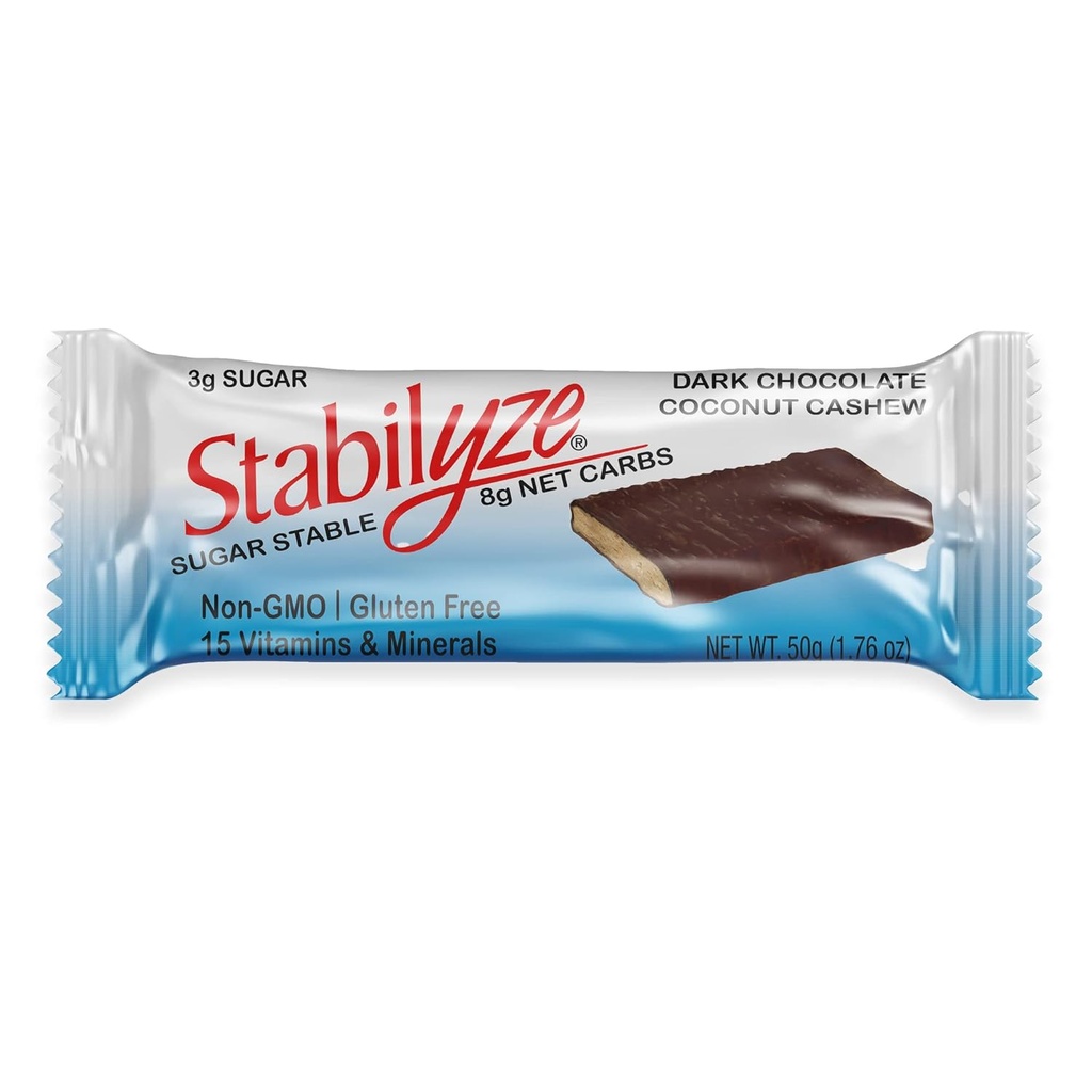 Stabilyze Nutrition Bar、ダークチョコレートココナッツカシュード、 Ketoミール15エッセンシャルビタミン&ミネラル、グルテンフリー、非GMO、低炭水化物スナック、個別にラップ(12パック)
