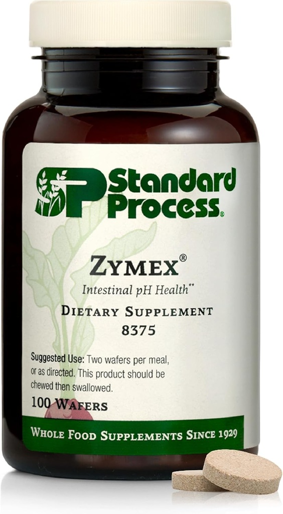 Standard Process Zymex Wafers - Supplement for Digestive & Gut Health - Provides pH & Intestinal Tract Support - Vegetarian & Non-Soy - 100 Wafers (50 Servings)