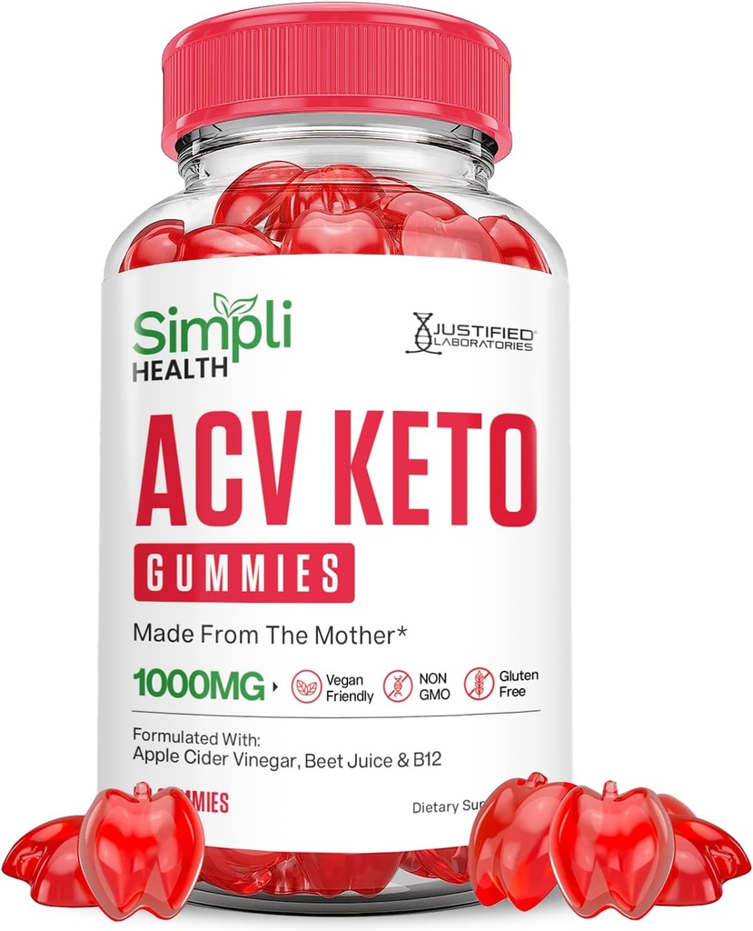Simpli Health Keto ACV Gummiesアドバンストフォーミュラ1000MG Ketonature Keto Gummies Apple Cider Vinegar とPomegranateビートジュースパウダーB12ビーガン非GMO 60 Gummys